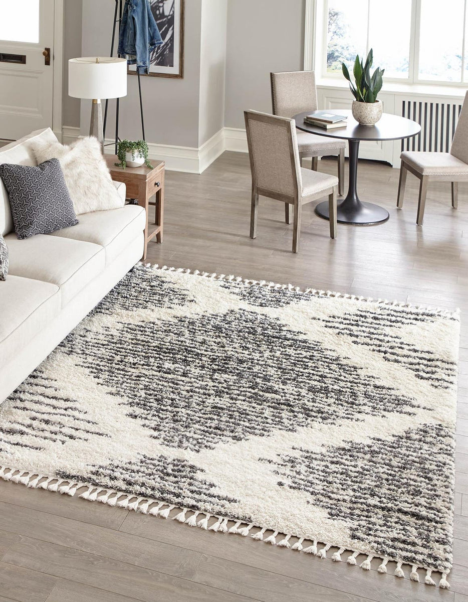 White 10' x 10' Serenity Shag Square Area Rug Thick Soft Touch Fluffy ...