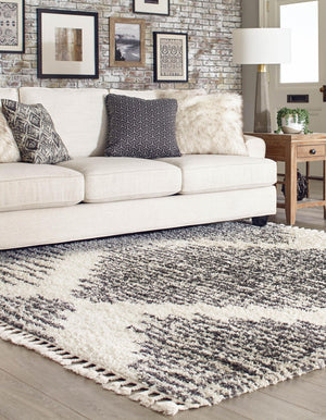 White 10' x 10' Serenity Shag Square Area Rug Thick Soft Touch Fluffy & Plush Shaggy Pile