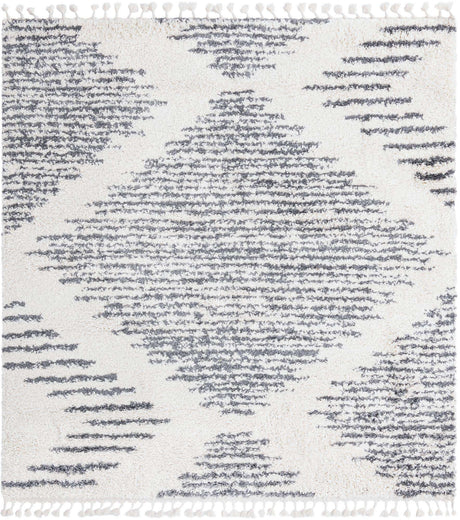White 7' 10 x 7' 10 Serenity Shag Square Area Rug Thick Soft Touch Fluffy & Plush Shaggy Pile