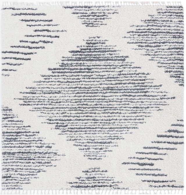 White 10' x 10' Serenity Shag Square Area Rug Thick Soft Touch Fluffy & Plush Shaggy Pile