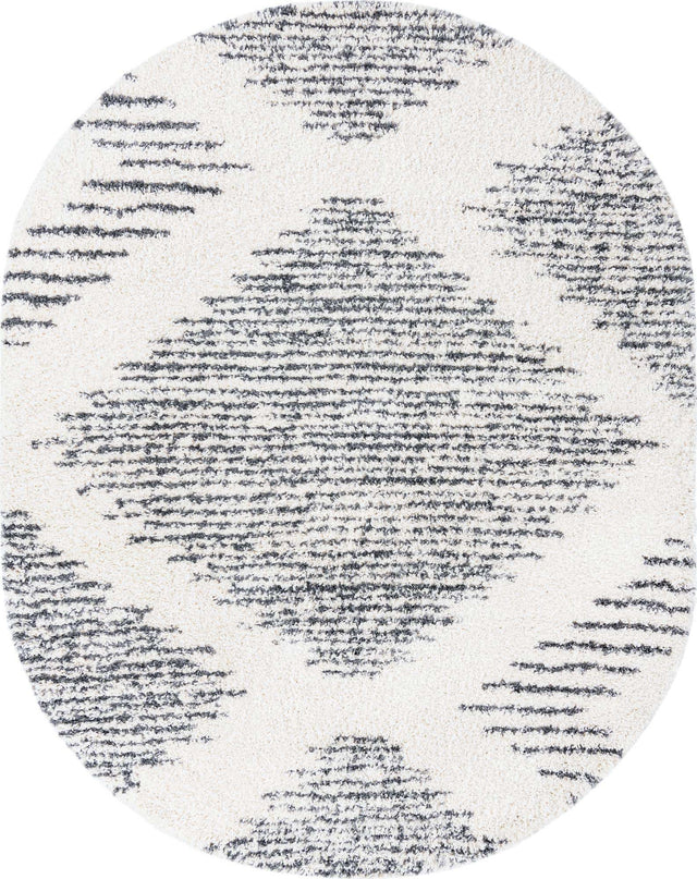 White 7' 10 x 10' Serenity Shag Oval Area Rug Thick Soft Touch Fluffy & Plush Shaggy Pile