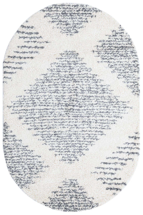 White 5' 3 x 8' Serenity Shag Oval Area Rug Thick Soft Touch Fluffy & Plush Shaggy Pile