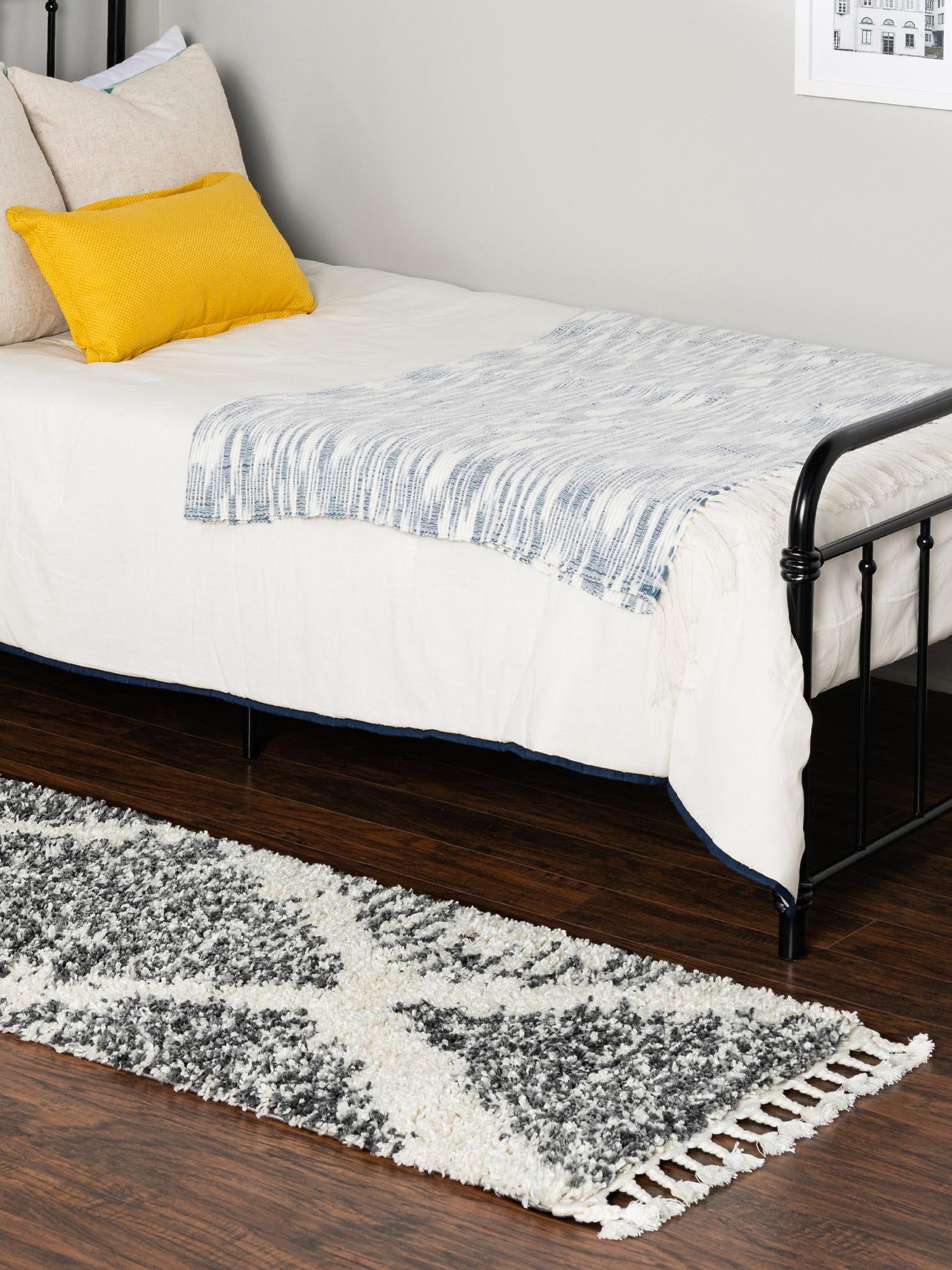 White 2' x 6' Serenity Shag Runner Area Rug Thick Soft Touch Fluffy & Plush Shaggy Pile Carpet for Living Rooms, Kitchen, Bedrooms, Office, Dorms for Sale at Rug Engine