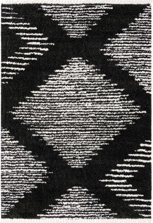 Black and White 10' x 14' Serenity Shag Rectangle Area Rug Thick Soft Touch Fluffy & Plush Shaggy Pile