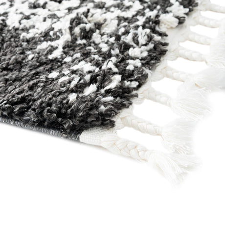 Black and White 5' 3 x 8' Serenity Shag Rectangle Area Rug Thick Soft Touch Fluffy & Plush Shaggy Pile Carpet for Living Rooms, Kitchen, Bedrooms, Office, Dorms for Sale at Rug Engine