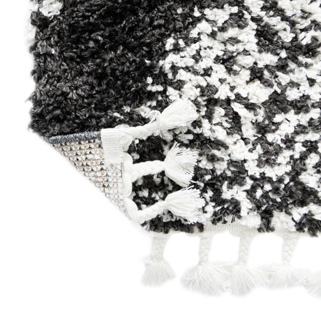 Black and White 9' x 12' Serenity Shag Rectangle Area Rug Thick Soft Touch Fluffy & Plush Shaggy Pile Carpet for Living Rooms, Kitchen, Bedrooms, Office, Dorms for Sale at Rug Engine
