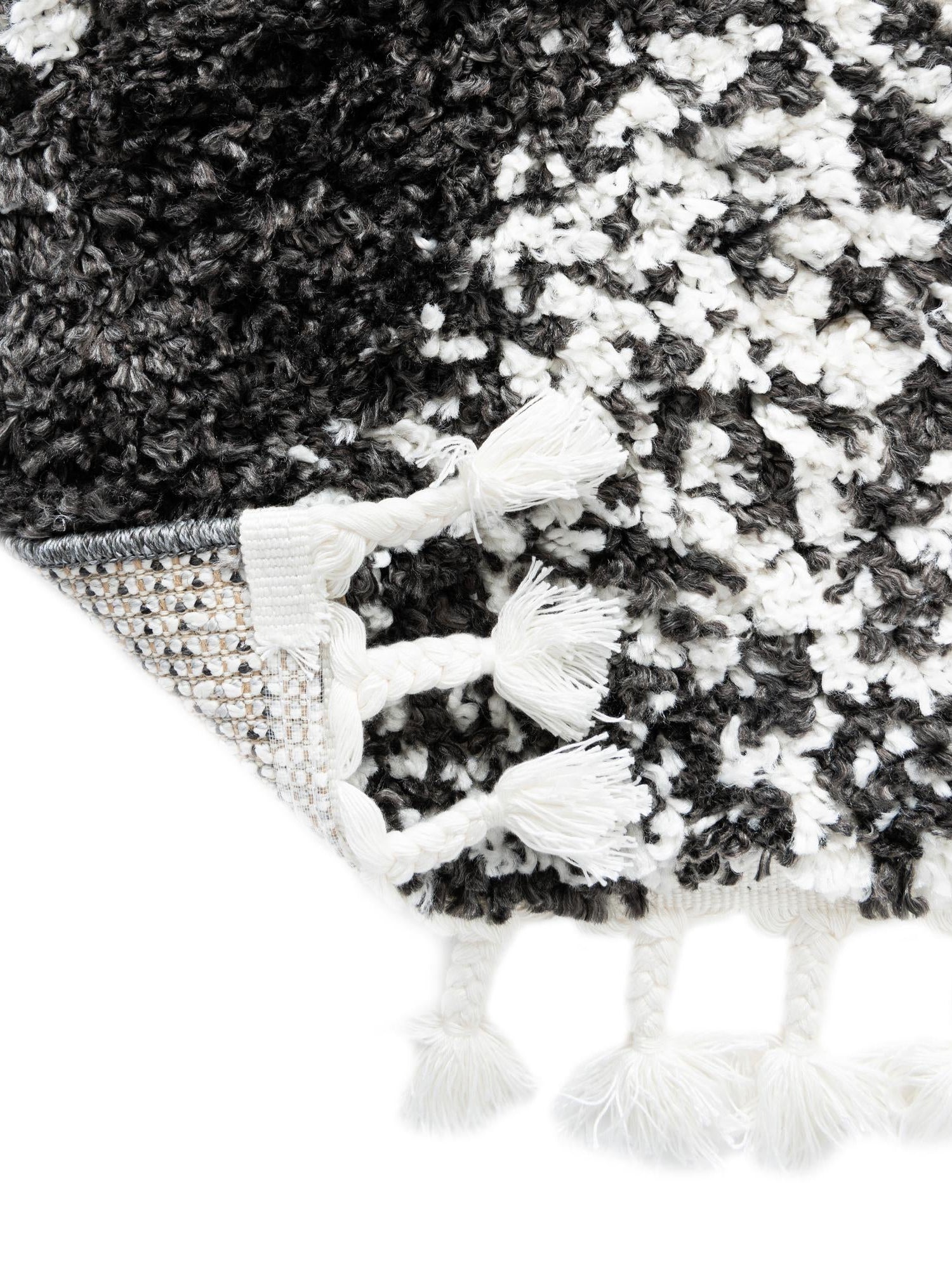 Black and White 4' x 6' Serenity Shag Rectangle Area Rug Thick Soft Touch Fluffy & Plush Shaggy Pile