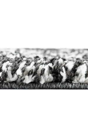 Black and White 10' x 10' Serenity Shag Round Area Rug Thick Soft Touch Fluffy & Plush Shaggy Pile