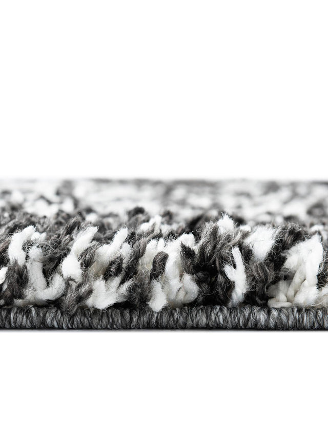 Black and White 10' x 10' Serenity Shag Round Area Rug Thick Soft Touch Fluffy & Plush Shaggy Pile