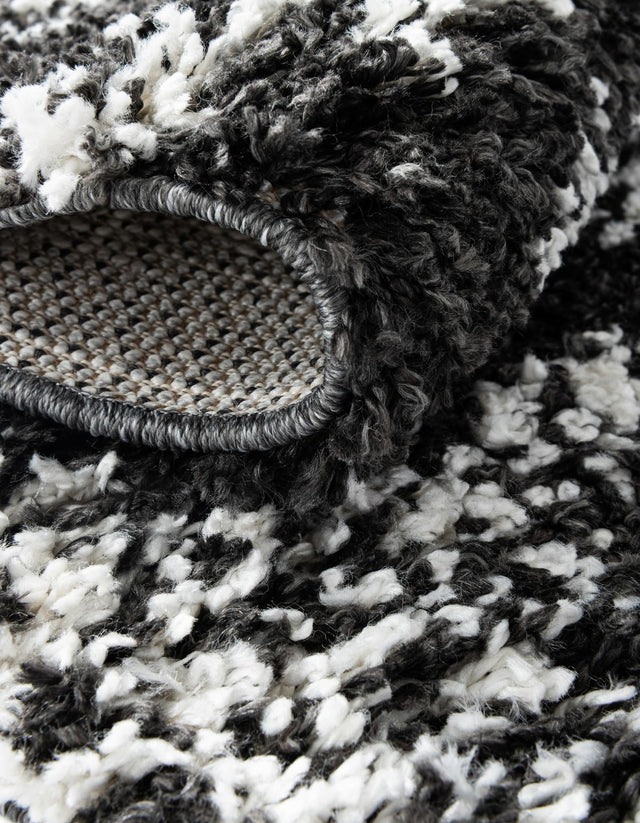 Black and White 10' x 10' Serenity Shag Round Area Rug Thick Soft Touch Fluffy & Plush Shaggy Pile