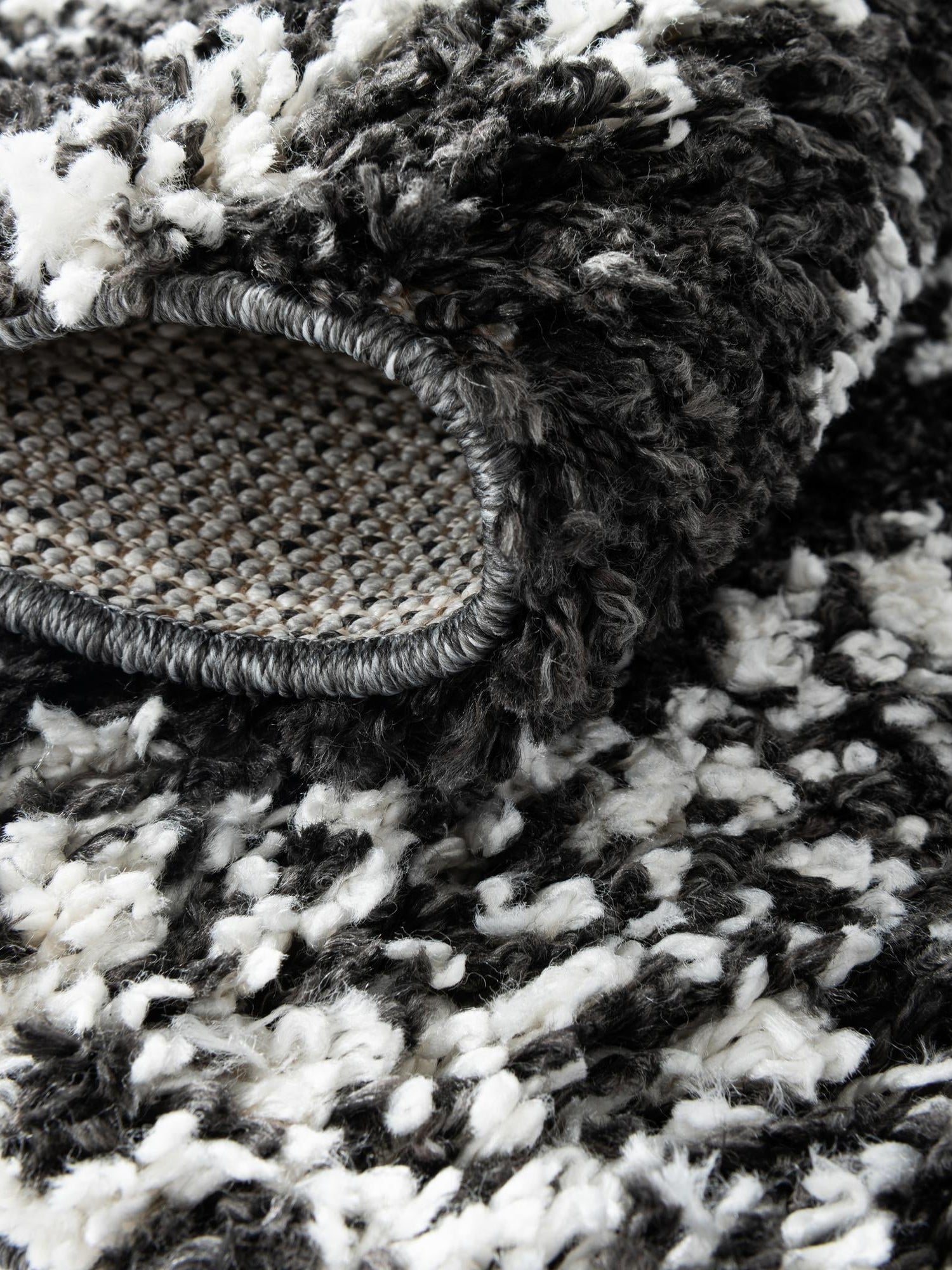Black and White 3' 3 x 3' 3 Serenity Shag Round Area Rug Thick Soft Touch Fluffy & Plush Shaggy Pile Carpet for Living Rooms, Kitchen, Bedrooms, Office, Dorms for Sale at Rug Engine