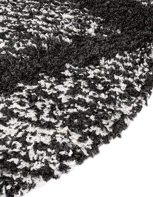 Black and White 10' x 10' Serenity Shag Round Area Rug Thick Soft Touch Fluffy & Plush Shaggy Pile