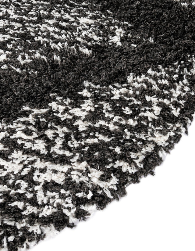 Black and White 10' x 10' Serenity Shag Round Area Rug Thick Soft Touch Fluffy & Plush Shaggy Pile