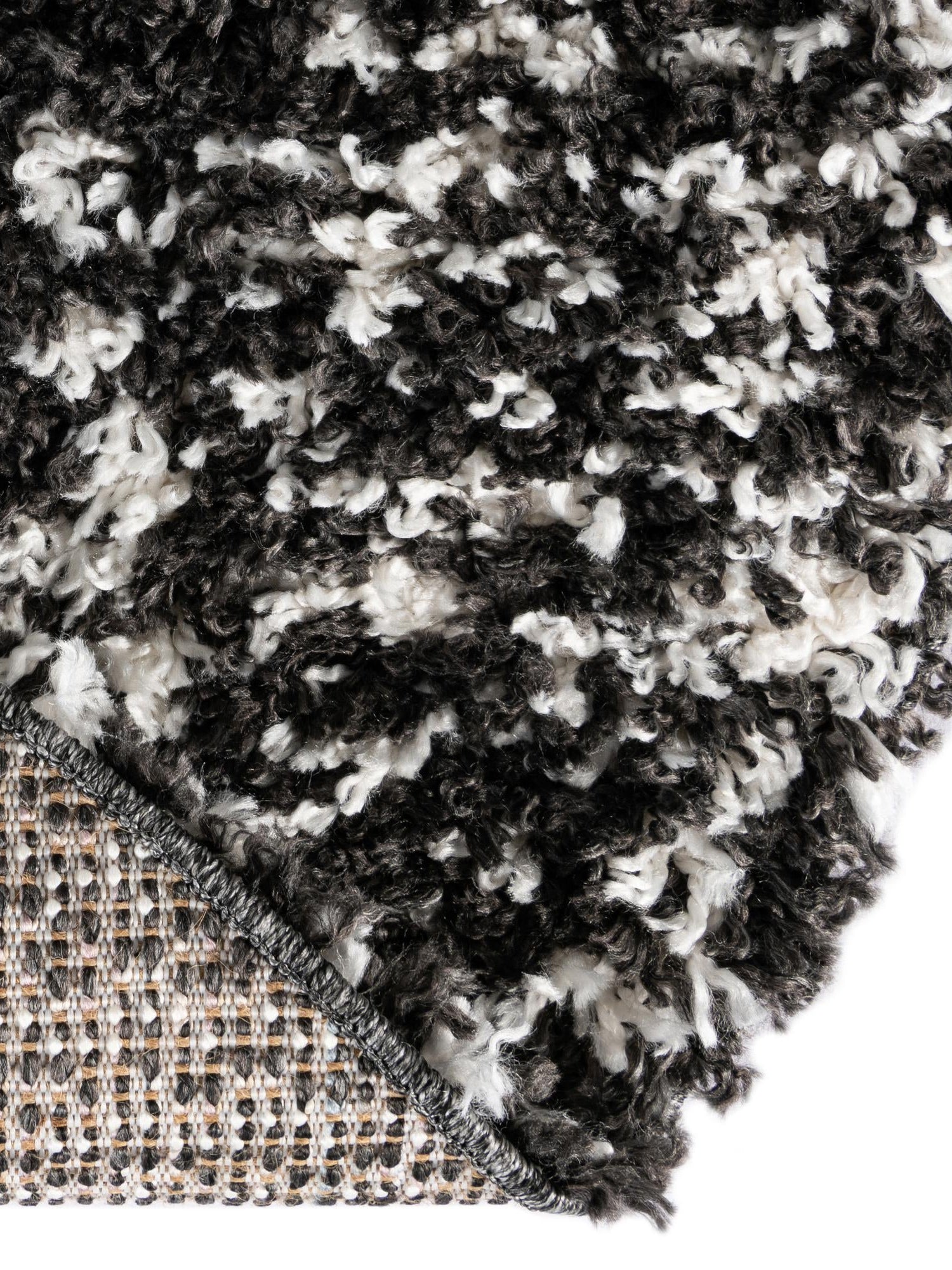 Black and White 7' x 7' Serenity Shag Round Area Rug Thick Soft Touch Fluffy & Plush Shaggy Pile Carpet for Living Rooms, Kitchen, Bedrooms, Office, Dorms for Sale at Rug Engine