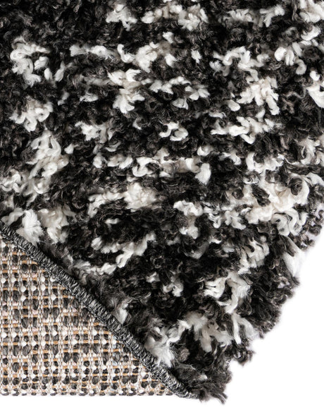 Black and White 5' 3 x 5' 3 Serenity Shag Round Area Rug Thick Soft Touch Fluffy & Plush Shaggy Pile Carpet for Living Rooms, Kitchen, Bedrooms, Office, Dorms for Sale at Rug Engine