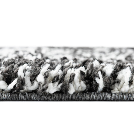Black and White 7' 10 x 7' 10 Serenity Shag Square Area Rug Thick Soft Touch Fluffy & Plush Shaggy Pile Carpet for Living Rooms, Kitchen, Bedrooms, Office, Dorms for Sale at Rug Engine