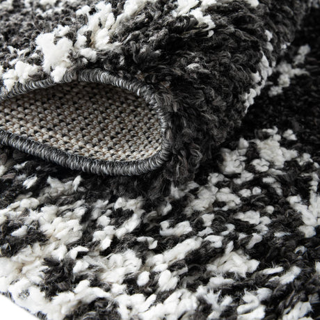 Black and White 7' 10 x 7' 10 Serenity Shag Square Area Rug Thick Soft Touch Fluffy & Plush Shaggy Pile Carpet for Living Rooms, Kitchen, Bedrooms, Office, Dorms for Sale at Rug Engine