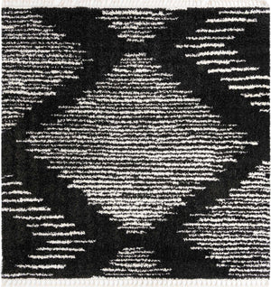 Black and White 10' x 10' Serenity Shag Square Area Rug Thick Soft Touch Fluffy & Plush Shaggy Pile