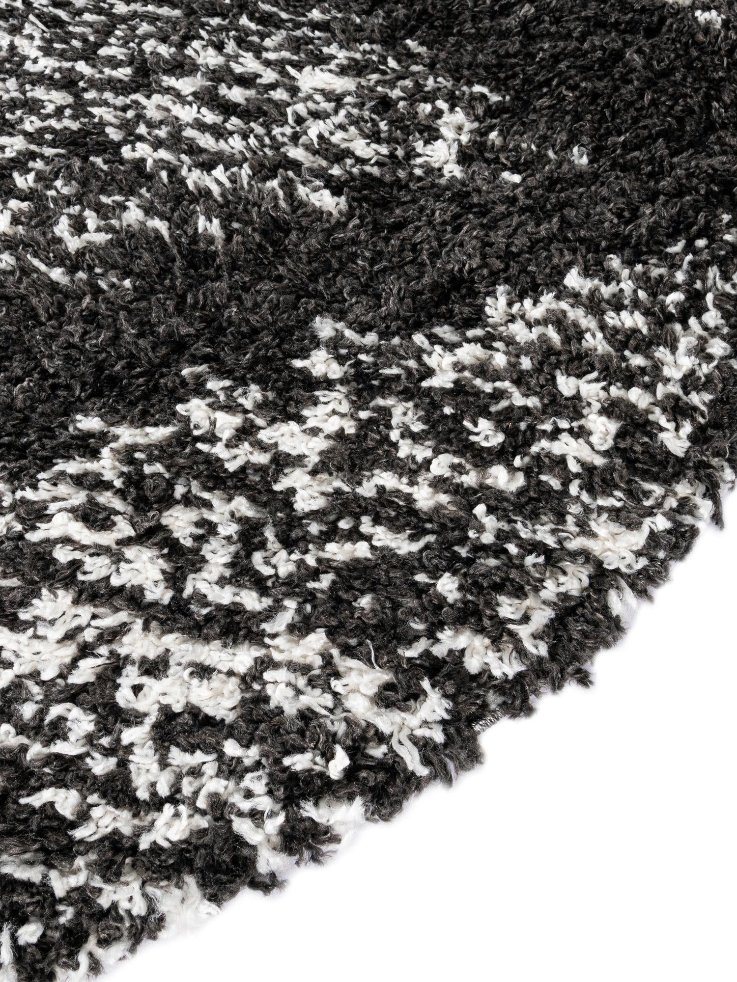 Black and White 5' 3 x 8' Serenity Shag Oval Area Rug Thick Soft Touch Fluffy & Plush Shaggy Pile Carpet for Living Rooms, Kitchen, Bedrooms, Office, Dorms for Sale at Rug Engine