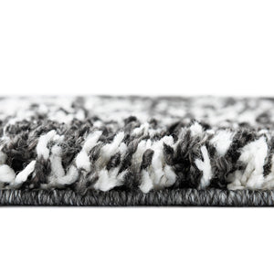 Black and White 2' 7 x 12' Serenity Shag Runner Area Rug Thick Soft Touch Fluffy & Plush Shaggy Pile Carpet for Living Rooms, Kitchen, Bedrooms, Office, Dorms for Sale at Rug Engine