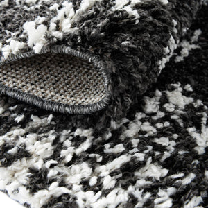 Black and White 2' x 8' Serenity Shag Runner Area Rug Thick Soft Touch Fluffy & Plush Shaggy Pile Carpet for Living Rooms, Kitchen, Bedrooms, Office, Dorms for Sale at Rug Engine