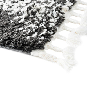 Black and White 2' x 8' Serenity Shag Runner Area Rug Thick Soft Touch Fluffy & Plush Shaggy Pile Carpet for Living Rooms, Kitchen, Bedrooms, Office, Dorms for Sale at Rug Engine
