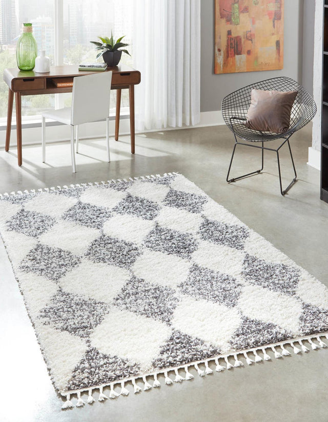 White 5' 3 x 8' Serenity Shag Rectangle Area Rug Thick Soft Touch Fluffy & Plush Shaggy Pile