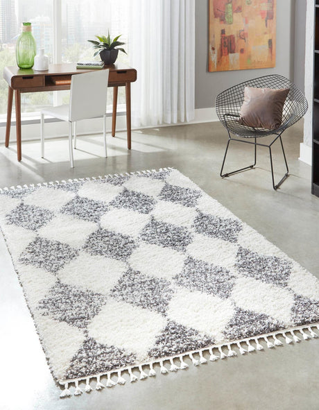 White 9' x 12' Serenity Shag Rectangle Area Rug Thick Soft Touch Fluffy & Plush Shaggy Pile