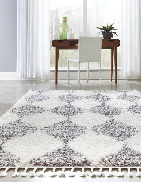 White 5' 3 x 8' Serenity Shag Rectangle Area Rug Thick Soft Touch Fluffy & Plush Shaggy Pile