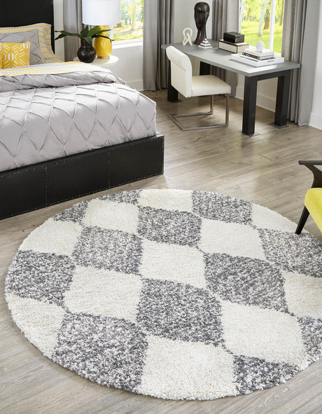 White 5' 3 x 5' 3 Serenity Shag Round Area Rug Thick Soft Touch Fluffy & Plush Shaggy Pile