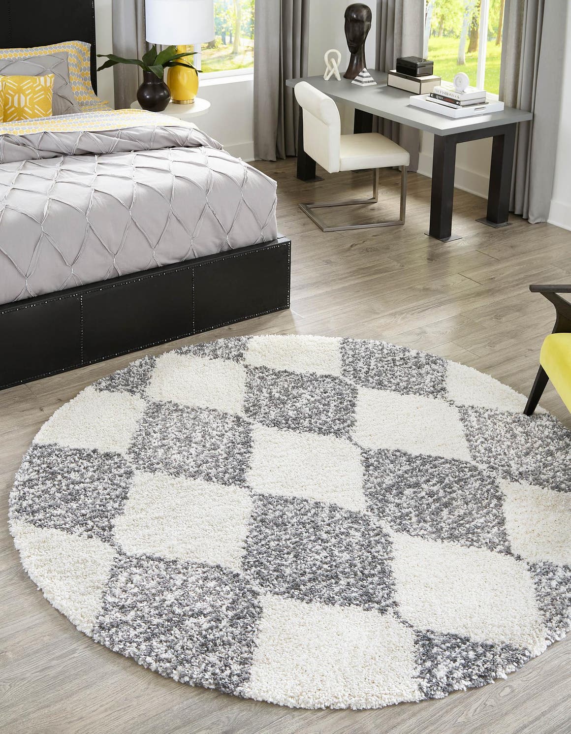 White 3' 3 x 3' 3 Serenity Shag Round Area Rug Thick Soft Touch Fluffy & Plush Shaggy Pile Carpet for Living Rooms, Kitchen, Bedrooms, Office, Dorms for Sale at Rug Engine