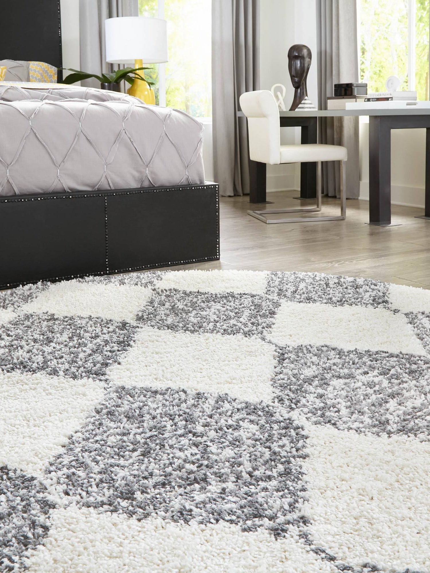 White 3' 3 x 3' 3 Serenity Shag Round Area Rug Thick Soft Touch Fluffy & Plush Shaggy Pile Carpet for Living Rooms, Kitchen, Bedrooms, Office, Dorms for Sale at Rug Engine