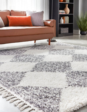 White 10' x 10' Serenity Shag Square Area Rug Thick Soft Touch Fluffy & Plush Shaggy Pile
