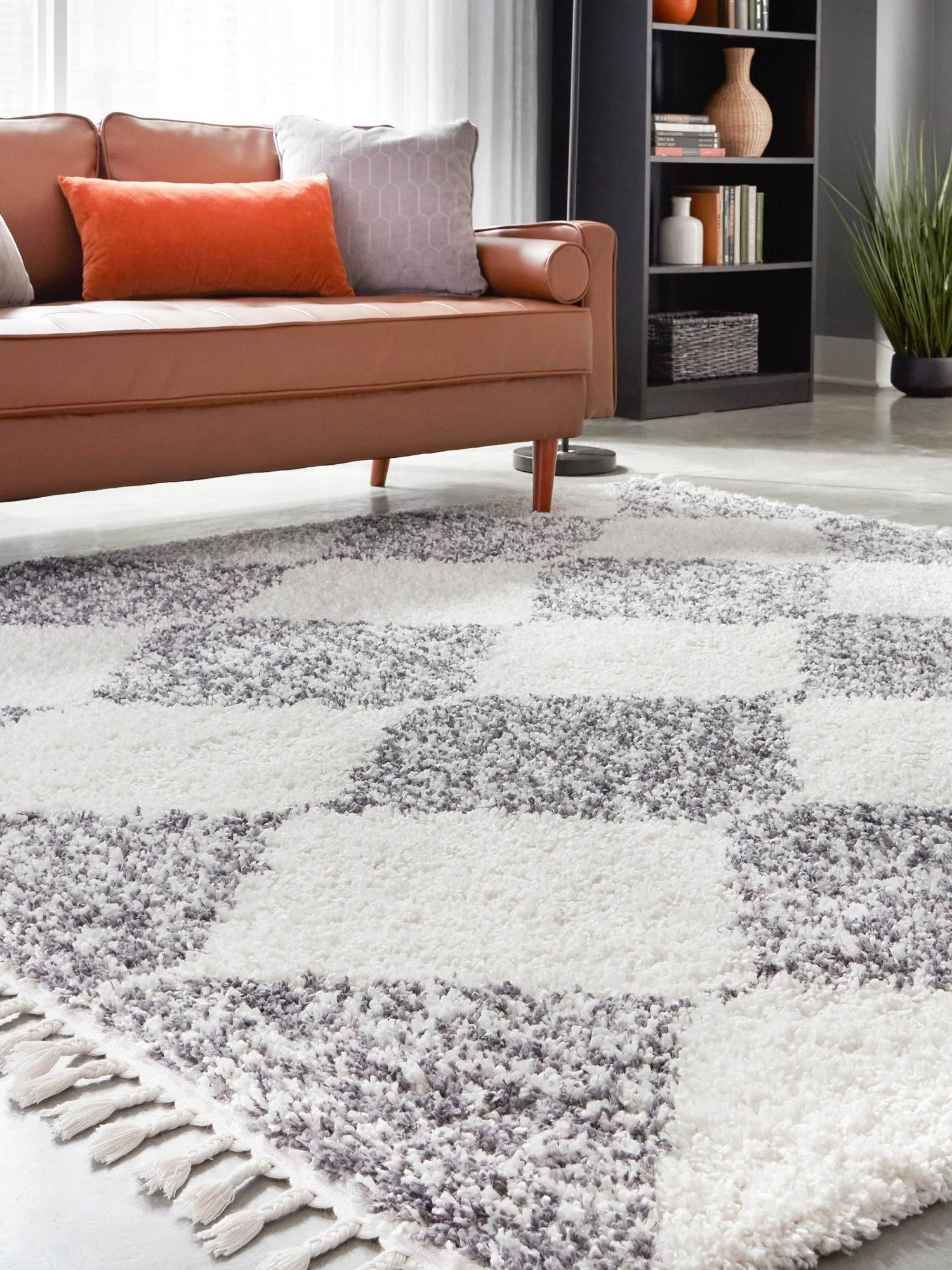White 7' 10 x 7' 10 Serenity Shag Square Area Rug Thick Soft Touch Fluffy & Plush Shaggy Pile Carpet for Living Rooms, Kitchen, Bedrooms, Office, Dorms for Sale at Rug Engine