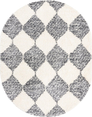 White 7' 10 x 10' Serenity Shag Oval Area Rug Thick Soft Touch Fluffy & Plush Shaggy Pile