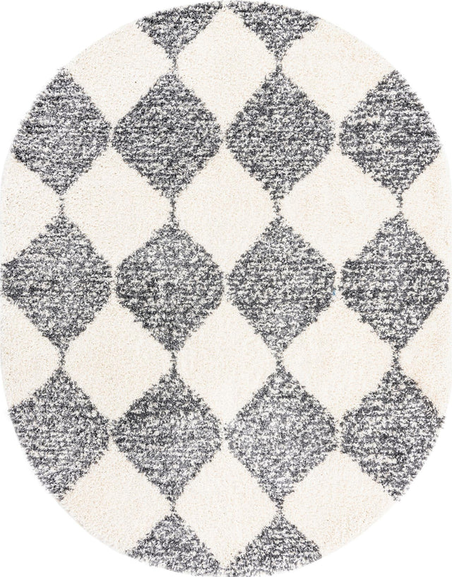 White 7' 10 x 10' Serenity Shag Oval Area Rug Thick Soft Touch Fluffy & Plush Shaggy Pile
