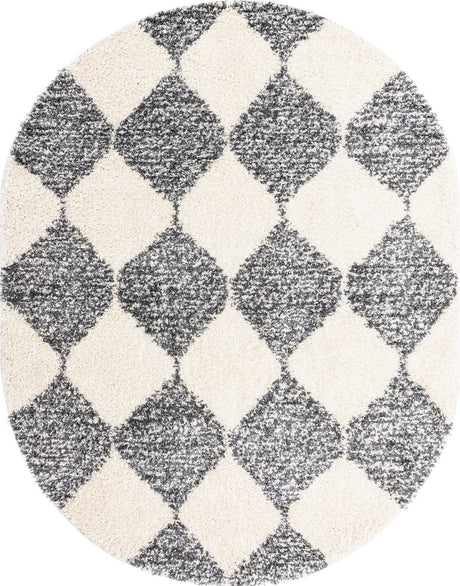 White 7' 10 x 10' Serenity Shag Oval Area Rug Thick Soft Touch Fluffy & Plush Shaggy Pile Carpet for Living Rooms, Kitchen, Bedrooms, Office, Dorms for Sale at Rug Engine