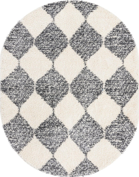 White 7' 10 x 10' Serenity Shag Oval Area Rug Thick Soft Touch Fluffy & Plush Shaggy Pile Carpet for Living Rooms, Kitchen, Bedrooms, Office, Dorms for Sale at Rug Engine
