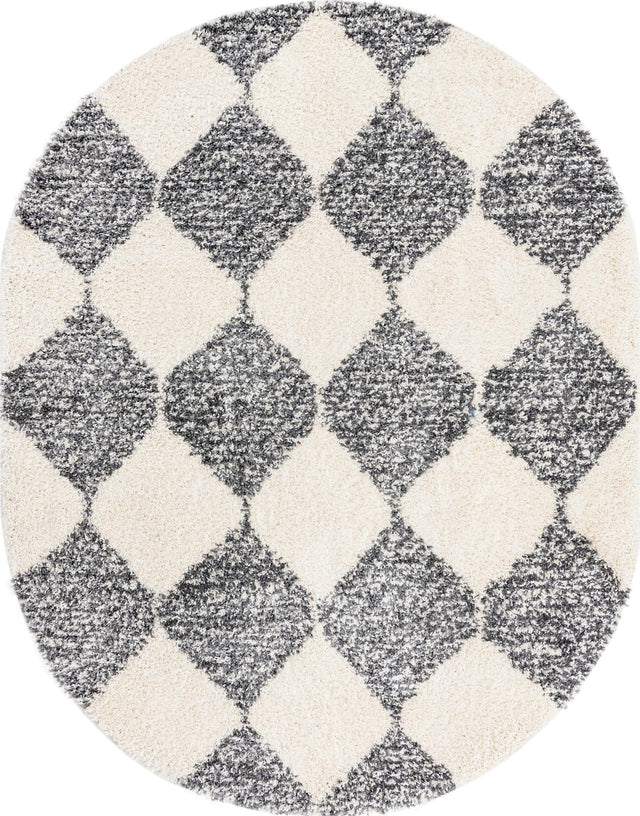 White 7' 10 x 10' Serenity Shag Oval Area Rug Thick Soft Touch Fluffy & Plush Shaggy Pile