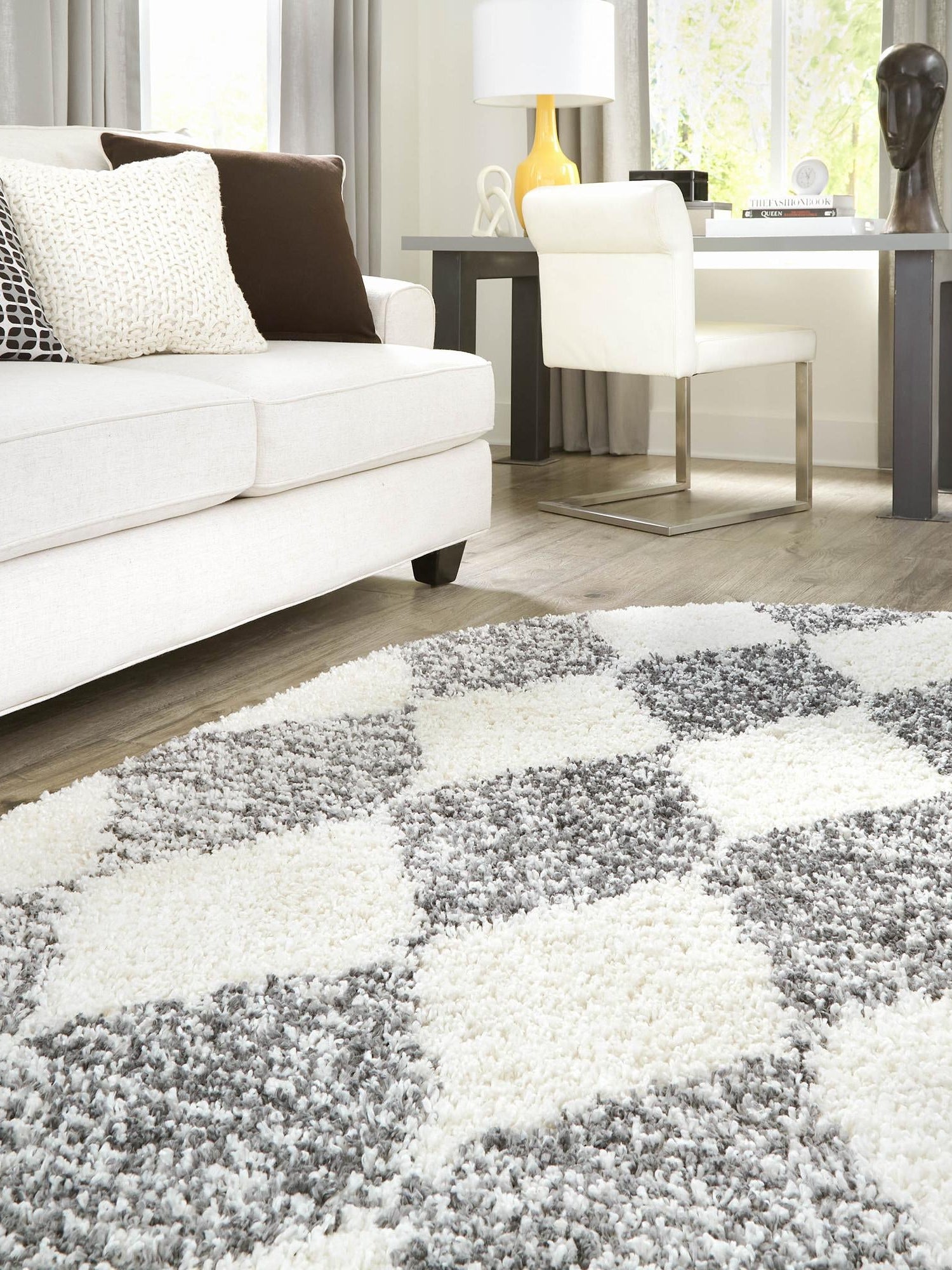 White 7' 10 x 10' Serenity Shag Oval Area Rug Thick Soft Touch Fluffy & Plush Shaggy Pile Carpet for Living Rooms, Kitchen, Bedrooms, Office, Dorms for Sale at Rug Engine