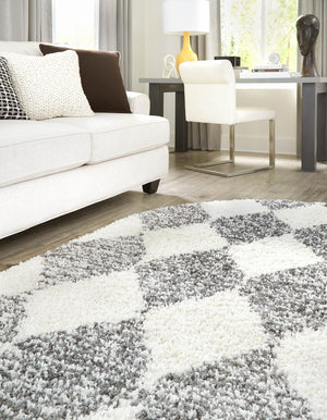 White 7' 10 x 10' Serenity Shag Oval Area Rug Thick Soft Touch Fluffy & Plush Shaggy Pile