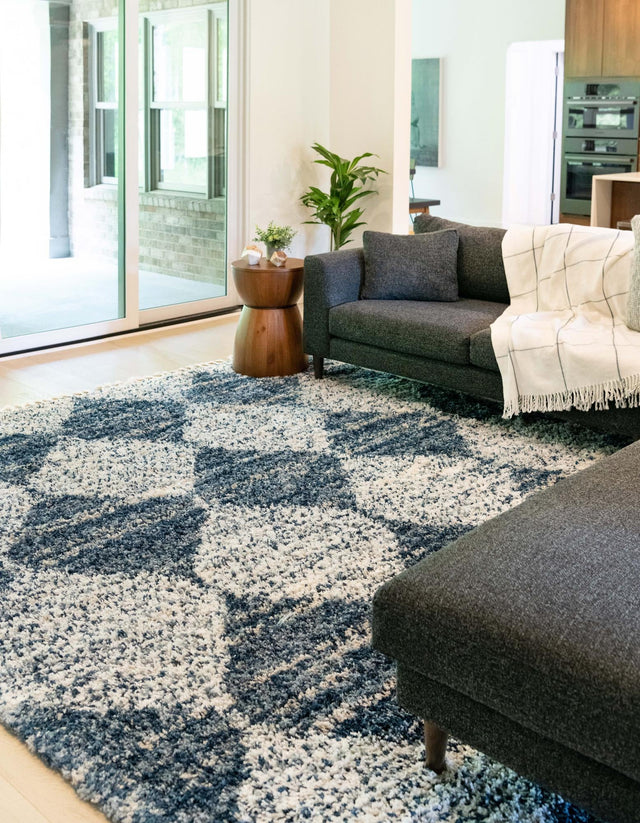 Blue 10' x 14' Serenity Shag Rectangle Area Rug Thick Soft Touch Fluffy & Plush Shaggy Pile
