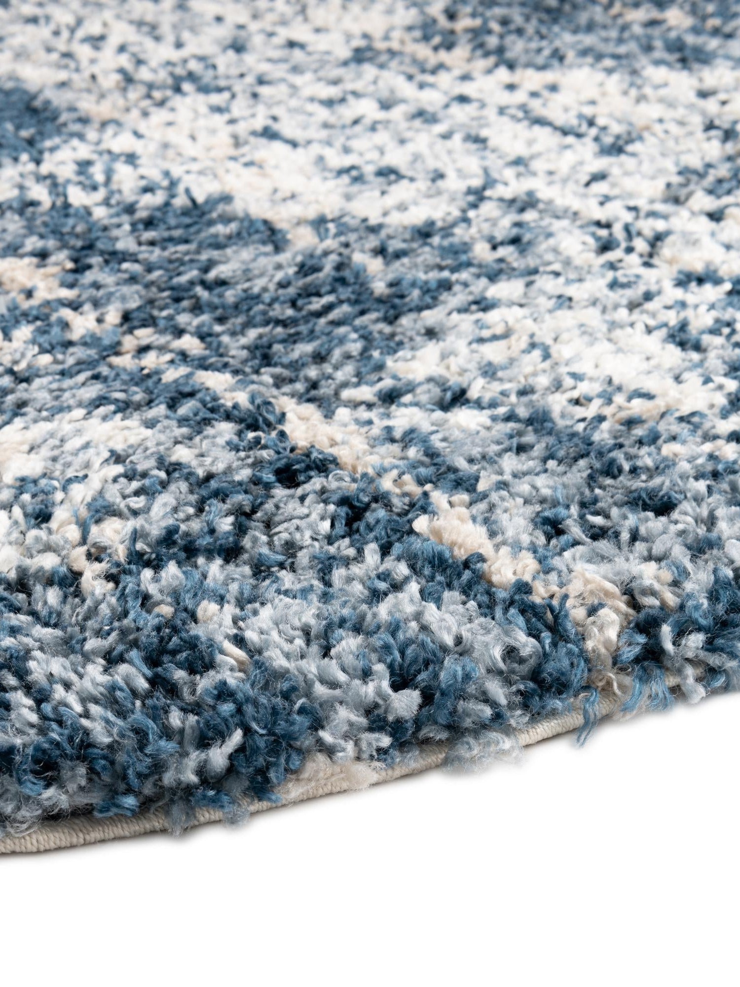 Blue 3' 3 x 3' 3 Serenity Shag Round Area Rug Thick Soft Touch Fluffy & Plush Shaggy Pile Carpet for Living Rooms, Kitchen, Bedrooms, Office, Dorms for Sale at Rug Engine