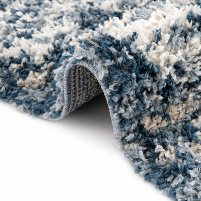 Blue 3' 3 x 3' 3 Serenity Shag Round Area Rug Thick Soft Touch Fluffy & Plush Shaggy Pile