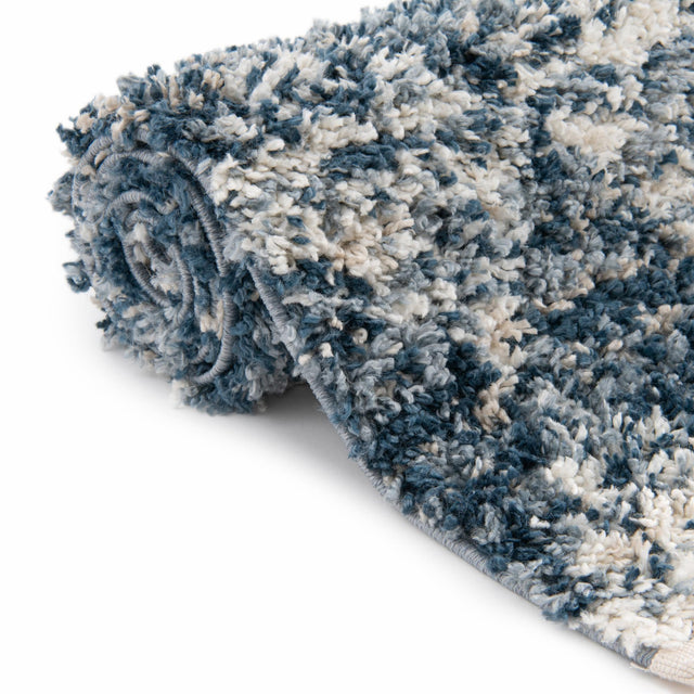 Blue 3' 3 x 3' 3 Serenity Shag Round Area Rug Thick Soft Touch Fluffy & Plush Shaggy Pile
