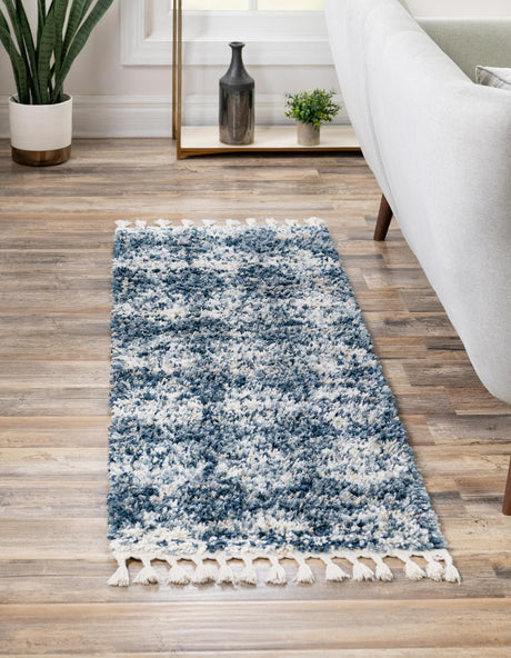 Blue 2' x 6' Serenity Shag Runner Area Rug Thick Soft Touch Fluffy & Plush Shaggy Pile