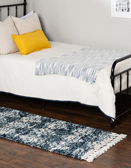 Blue 2' x 6' Serenity Shag Runner Area Rug Thick Soft Touch Fluffy & Plush Shaggy Pile Carpet for Living Rooms, Kitchen, Bedrooms, Office, Dorms for Sale at Rug Engine
