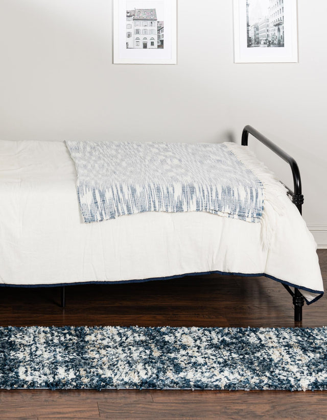 Blue 2' x 6' Serenity Shag Runner Area Rug Thick Soft Touch Fluffy & Plush Shaggy Pile