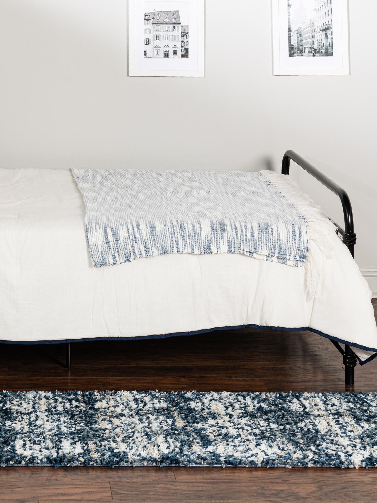 Blue 2' 7 x 12' Serenity Shag Runner Area Rug Thick Soft Touch Fluffy & Plush Shaggy Pile Carpet for Living Rooms, Kitchen, Bedrooms, Office, Dorms for Sale at Rug Engine