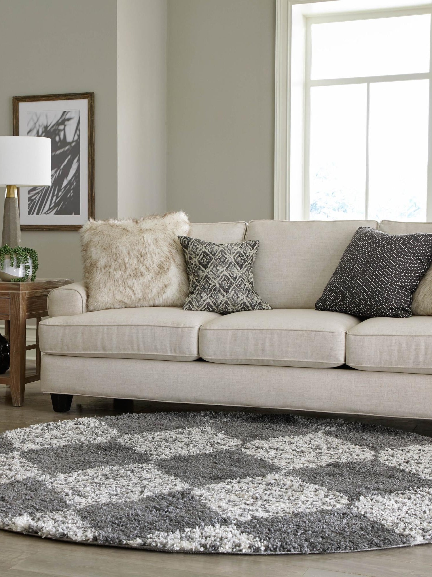 Gray 7' x 7' Serenity Shag Round Area Rug Thick Soft Touch Fluffy & Plush Shaggy Pile Carpet for Living Rooms, Kitchen, Bedrooms, Office, Dorms for Sale at Rug Engine